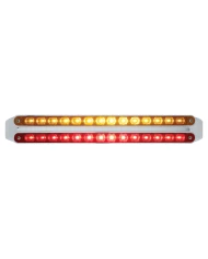 (CARD) CHROME 14 AMBER/14 RED LED 12" P/T/C LIGHT BAR - AMBER/RED LENS (CARD) CHROME 14 AMBER/14 RED LED 12" P/T/C LIGHT BAR - AMBER/RED LENS