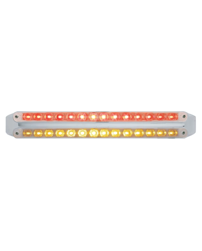 (CARD) CHROME 14 AMBER/14 RED LED 12" P/T/C LIGHT BAR - CLEAR/CLEAR LENS (CARD) CHROME 14 AMBER/14 RED LED 12" P/T/C LIGHT BAR - CLEAR/CLEAR LENS
