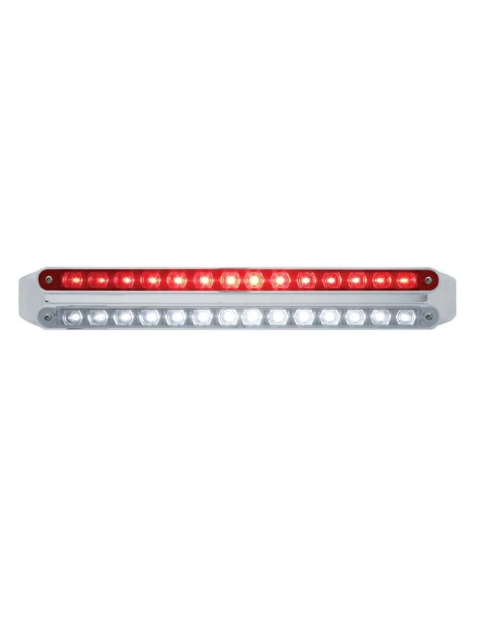 (CARD) CHROME 14 RED/14 WHITE LED 12" P/T/C LIGHT BAR - RED/CLEAR LENS (CARD) CHROME 14 RED/14 WHITE LED 12" P/T/C LIGHT BAR - RED/CLEAR LENS