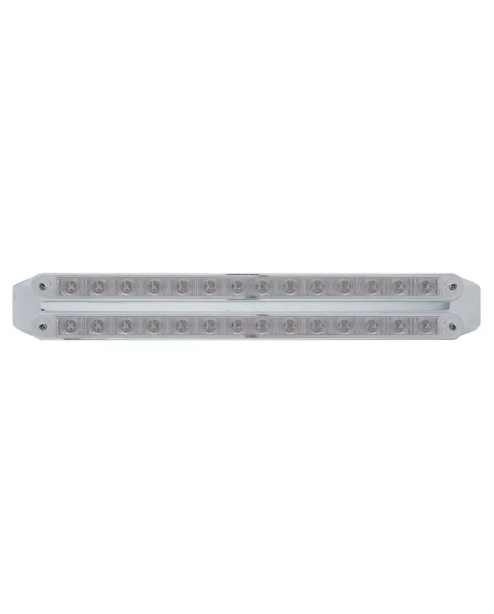 (CARD) CHROME 14 AMBER/14 WHITE LED 12" P/T/C LIGHT BAR - CLEAR/CLEAR LENS (CARD) CHROME 14 AMBER/14 WHITE LED 12" P/T/C LIGHT BAR - CLEAR/CLEAR LENS