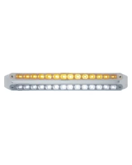 (CARD) CHROME 14 AMBER/14 WHITE LED 12" P/T/C LIGHT BAR - CLEAR/CLEAR LENS (CARD) CHROME 14 AMBER/14 WHITE LED 12" P/T/C LIGHT BAR - CLEAR/CLEAR LENS