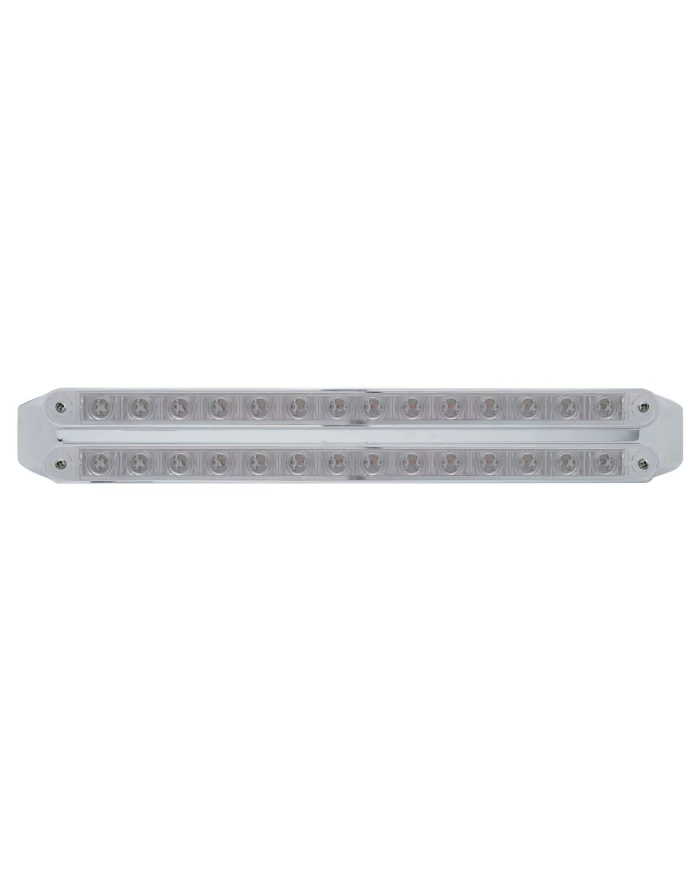 (CARD) CHROME 14 RED/14 WHITE LED 12" P/T/C LIGHT BAR - CLEAR/CLEAR LENS