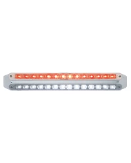 (CARD) CHROME 14 RED/14 WHITE LED 12" P/T/C LIGHT BAR - CLEAR/CLEAR LENS