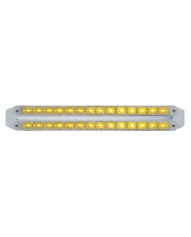 (CARD) CHROME 14 AMBER/14 AMBER LED 12" P/T/C LIGHT BAR - CHROME/CHROME LENS (CARD) CHROME 14 AMBER/14 AMBER LED 12" P/T/C LIGHT BAR - CHROME/CHROME LENS