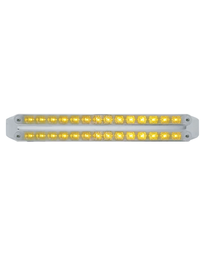 (CARD) CHROME 14 AMBER/14 AMBER LED 12" P/T/C LIGHT BAR - CHROME/CHROME LENS (CARD) CHROME 14 AMBER/14 AMBER LED 12" P/T/C LIGHT BAR - CHROME/CHROME LENS