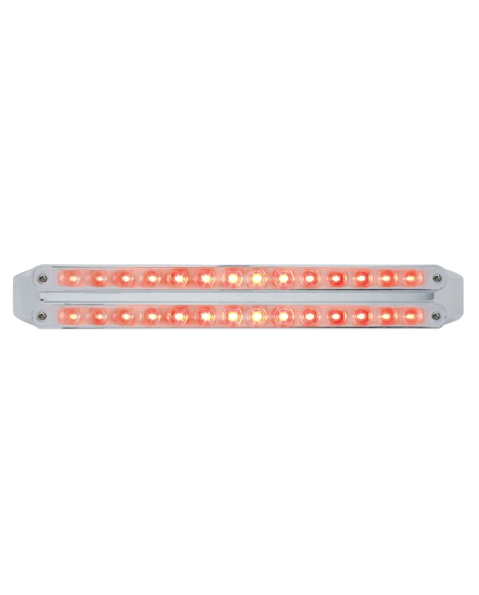 (CARD) CHROME 14 RED/14 RED LED 12" P/T/C LIGHT BAR - CHROME/CHROME LENS