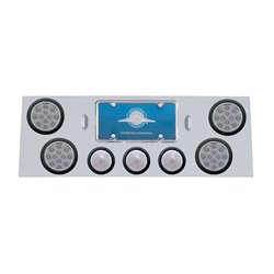 UP34707-SS Rear Center Panel With 4X 12 LED 4" Reflector Light & 3X 13 LED 2.5" Beehive Light -Red LED/Clear Lens