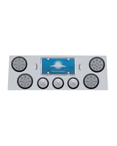 UP34707-SS Rear Center Panel With 4X 12 LED 4" Reflector Light & 3X 13 LED 2.5" Beehive Light -Red LED/Clear Lens