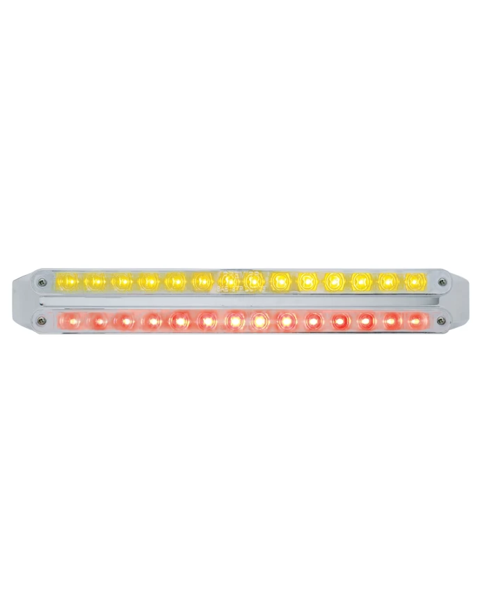 (CARD) CHROME 14 AMBER/14 RED LED 12" P/T/C LIGHT BAR - CHROME/CHROME LENS