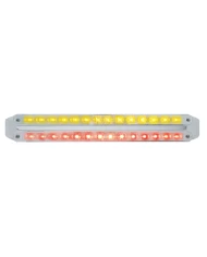 (CARD) CHROME 14 AMBER/14 RED LED 12" P/T/C LIGHT BAR - CHROME/CHROME LENS