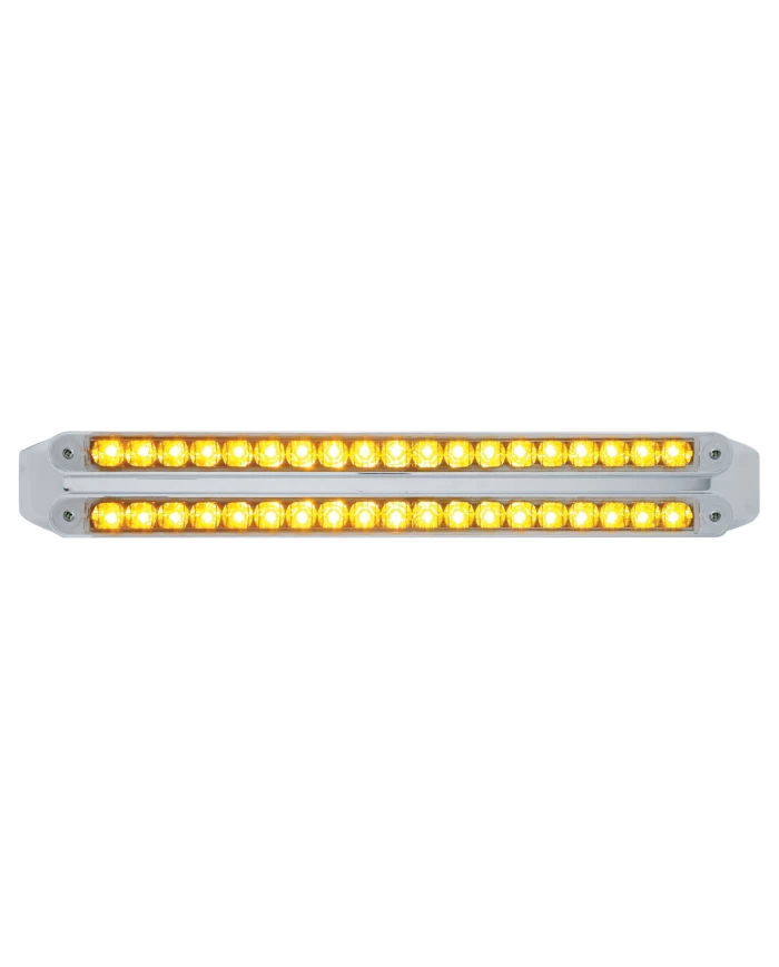 (CARD) CHROME 19 AMBER/19 AMBER LED 12" REFLECTOR LIGHT BAR - CLEAR/CLEAR LENS (CARD) CHROME 19 AMBER/19 AMBER LED 12" REFLECTOR LIGHT BAR - CLEAR/CLEAR LENS