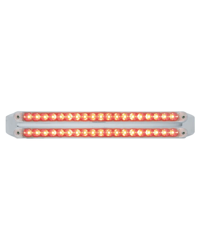 (CARD) CHROME 19 RED/19 RED LED 12" REFLECTOR LIGHT BAR - CLEAR/CLEAR LENS (CARD) CHROME 19 RED/19 RED LED 12" REFLECTOR LIGHT BAR - CLEAR/CLEAR LENS