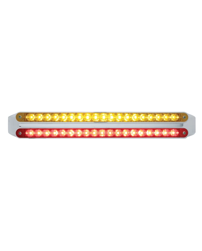 (CARD) CHROME 19 AMBER/19 RED LED 12" REFLECTOR LIGHT BAR - AMBER/RED LENS (CARD) CHROME 19 AMBER/19 RED LED 12" REFLECTOR LIGHT BAR - AMBER/RED LENS
