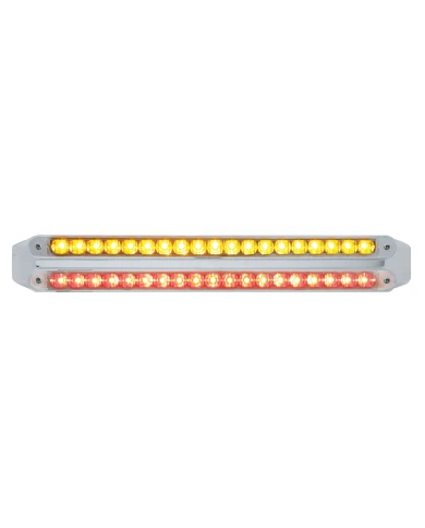 (CARD) CHROME 19 AMBER/19 RED LED 12" REFLECTOR LIGHT BAR - CLEAR/CLEAR LENS (CARD) CHROME 19 AMBER/19 RED LED 12" REFLECTOR LIGHT BAR - CLEAR/CLEAR LENS