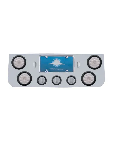UP34710-CR Rear Center Panel With 4X 10 LED 4" Lights & 3X 13 LED 2.5" Lights -Red LED/Clear Lens