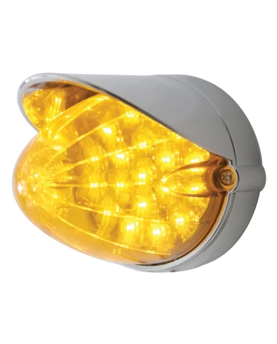 (BULK) 19 AMBER LED FLUSH MOUNT REFLECTOR MARKER/AUXILIARY LIGHT WITH VISOR - AMBER LENS