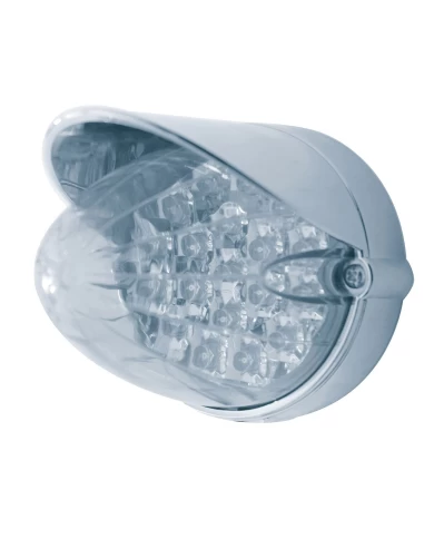 (BULK) 19 AMBER LED FLUSH MOUNT REFLECTOR MARKER/AUXILIARY LIGHT WITH VISOR - CLEAR LENS