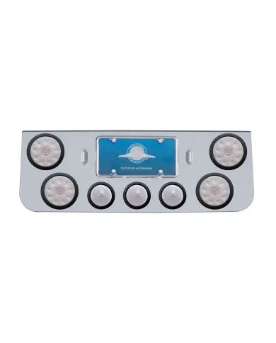 UP34711-CR Rear Center Panel With 4X 10 LED 4" Lights & 3X 13 LED 2.5" Beehive Lights -Red LED/Clear Lens
