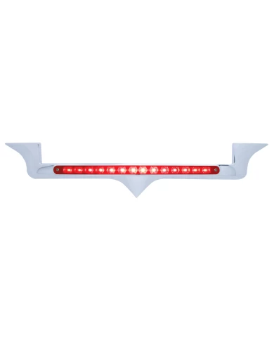 (CARD) CHROME PLASTIC KENWORTH HOOD EMBLEM HOUSING W/ 14 RED LED 12" LIGHT BAR - RED LENS (CARD) CHROME PLASTIC KENWORTH HOOD EMBLEM HOUSING W/ 14 RED LED 12" LIGHT BAR - RED LENS
