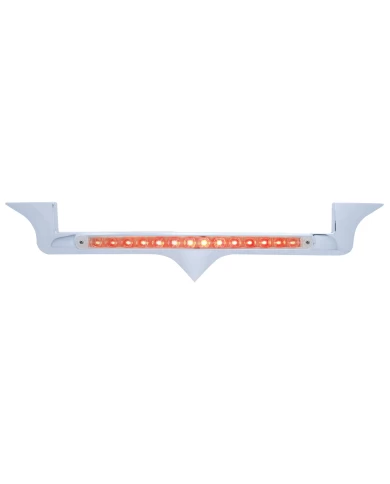 (CARD) CHROME PLASTIC KENWORTH HOOD EMBLEM HOUSING W/ 14 RED LED 12" LIGHT BAR - CLEAR LENS (CARD) CHROME PLASTIC KENWORTH HOOD EMBLEM HOUSING W/ 14 RED LED 12" LIGHT BAR - CLEAR LENS