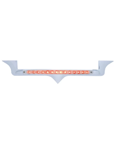 (CARD) CHROME PLASTIC KENWORTH HOOD EMBLEM HOUSING W/ 14 RED LED 12" LIGHT BAR - CHROME LENS (CARD) CHROME PLASTIC KENWORTH HOOD EMBLEM HOUSING W/ 14 RED LED 12" LIGHT BAR - CHROME LENS