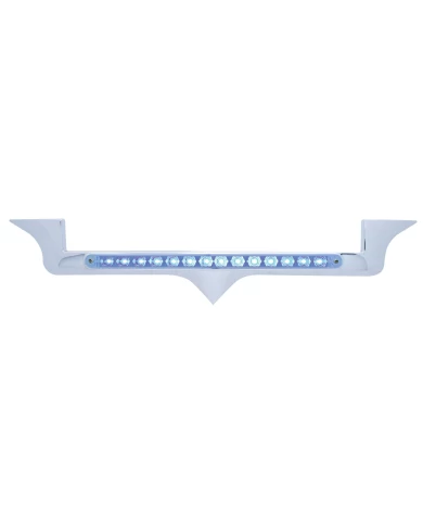 (CARD) CHROME PLASTIC KENWORTH HOOD EMBLEM HOUSING W/ 14 BLUE LED 12" LIGHT BAR - CLEAR LENS (CARD) CHROME PLASTIC KENWORTH HOOD EMBLEM HOUSING W/ 14 BLUE LED 12" LIGHT BAR - CLEAR LENS
