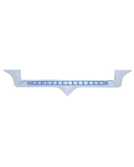 (CARD) CHROME PLASTIC KENWORTH HOOD EMBLEM HOUSING W/ 14 BLUE LED 12" LIGHT BAR - CLEAR LENS
