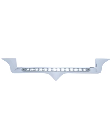 (CARD) CHROME PLASTIC KENWORTH HOOD EMBLEM HOUSING W/ 14 WHITE LED 12" LIGHT BAR - CLEAR LENS (CARD) CHROME PLASTIC KENWORTH HOOD EMBLEM HOUSING W/ 14 WHITE LED 12" LIGHT BAR - CLEAR LENS