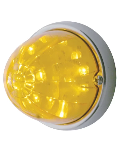 (BULK) 17 AMBER LED DUAL FUNCTION WATERMELON FLUSH MOUNT LIGHT KIT W/ MOUNTING BASE - AMBER LENS