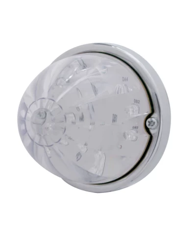 (BULK) 17 AMBER LED DUAL FUNCTION WATERMELON FLUSH MOUNT LIGHT KIT W/ MOUNTING BASE - CLEAR LENS