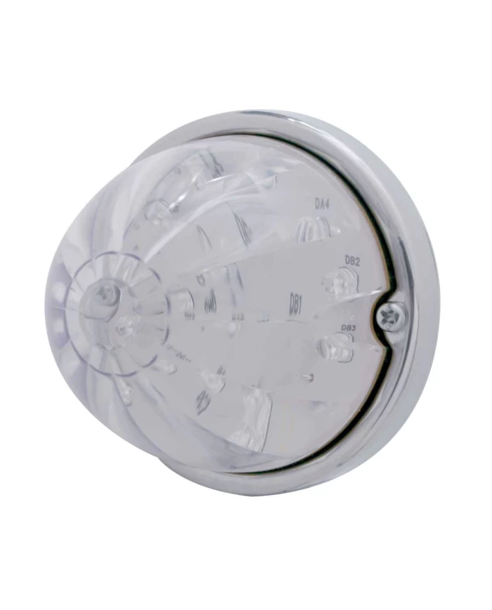 (BULK) 17 AMBER LED DUAL FUNCTION WATERMELON FLUSH MOUNT LIGHT KIT W/ MOUNTING BASE - CLEAR LENS