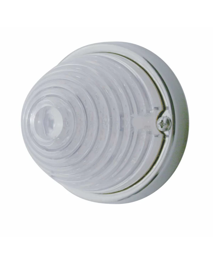 (BULK) 17 RED LED BEEHIVE CAB LIGHT FLUSH MOUNT KIT W/ MOUNTING BASE - CLEAR LENS