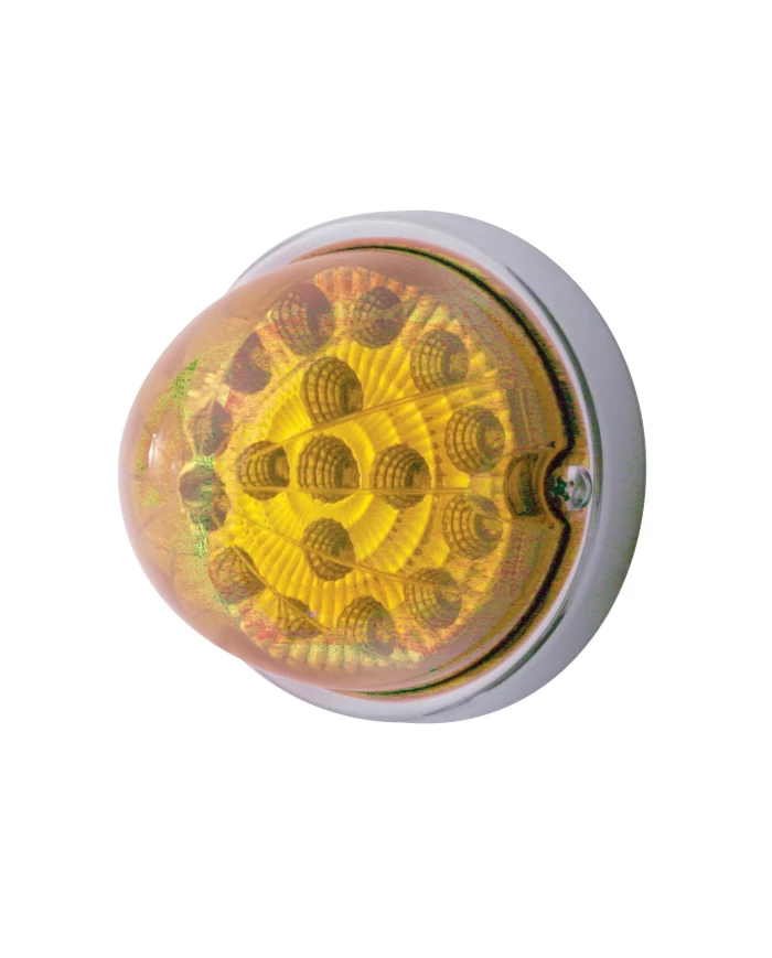 (BULK) 17 AMBER LED DUAL FUNCTION CLEAR REFLECTOR CAB LIGHT FLUSH MOUNT KIT W/ MOUNTING BASE - AMBER LENS