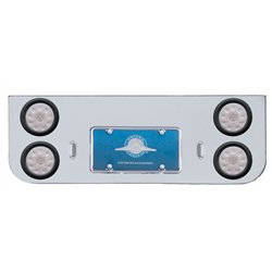 UP34721-Chrome Rear Center Panel With Four 10 LED 4" Lights & Grommets - Red LED/Clear Lens