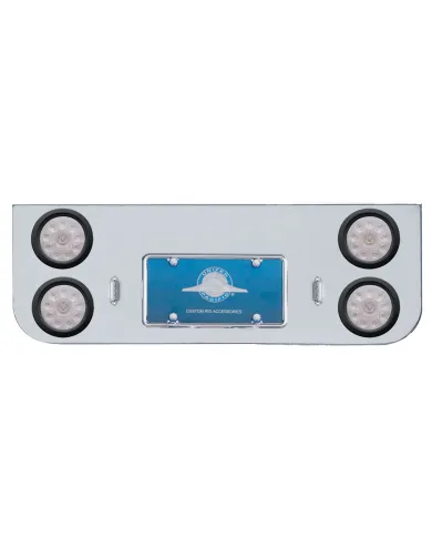 UP34721-Chrome Rear Center Panel With Four 10 LED 4" Lights & Grommets - Red LED/Clear Lens
