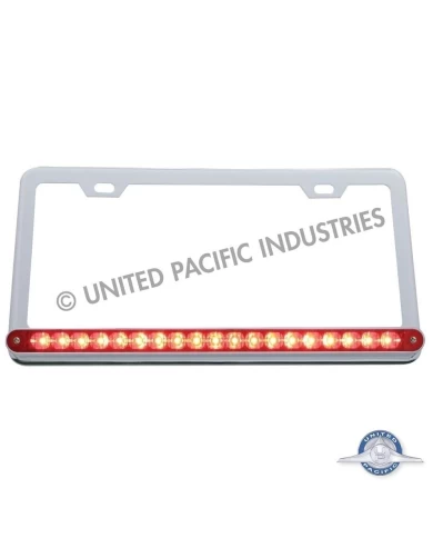(BULK) CHROME LICENSE PLATE W/ 19 RED LED 12" REFLECTOR LIGHT BAR - RED LENS (BULK) CHROME LICENSE PLATE W/ 19 RED LED 12" REFLECTOR LIGHT BAR - RED LENS