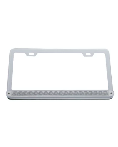 (BULK) CHROME LICENSE PLATE W/ 19 AMBER LED 12" REFLECTOR LIGHT BAR - CLEAR LENS (BULK) CHROME LICENSE PLATE W/ 19 AMBER LED 12" REFLECTOR LIGHT BAR - CLEAR LENS