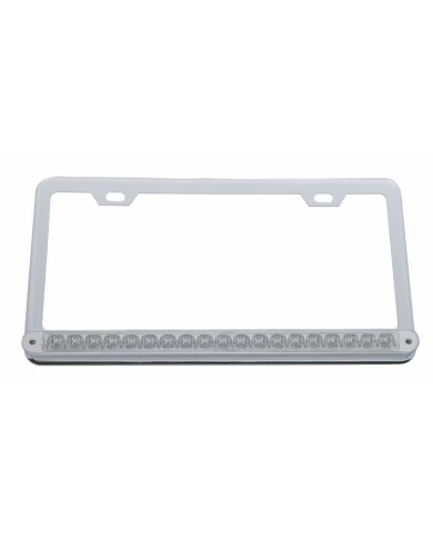 (BULK) CHROME LICENSE PLATE W/ 19 RED LED 12" REFLECTOR LIGHT BAR - CLEAR LENS