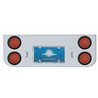 UP34722-Chrome Rear Center Panel With Four 12 LED 4" Reflector Lights & Grommets - Red LED/Red Lens