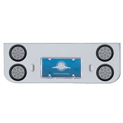 UP34723-Chrome Rear Center Panel With Four 12 LED 4" Reflector Lights & Grommets - Red LED/Clear Lens