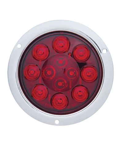 (CARD) STAINLESS STEEL 12 RED LED 4" S/T/T DEEP DISH LIGHT - RED BUBBLE LENS (CARD) STAINLESS STEEL 12 RED LED 4" S/T/T DEEP DISH LIGHT - RED BUBBLE LENS