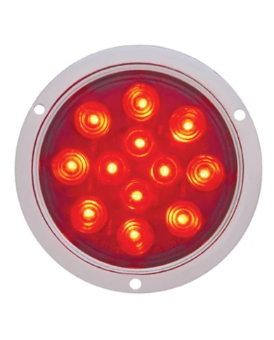 (CARD) STAINLESS STEEL 12 RED LED 4" S/T/T DEEP DISH LIGHT - RED BUBBLE LENS (CARD) STAINLESS STEEL 12 RED LED 4" S/T/T DEEP DISH LIGHT - RED BUBBLE LENS