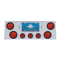 UP34762-SS Rear Center Panel With 4X 7 LED 4" Reflector Lights & 3X 13 LED 2.5" Lights -Red LED & Lens
