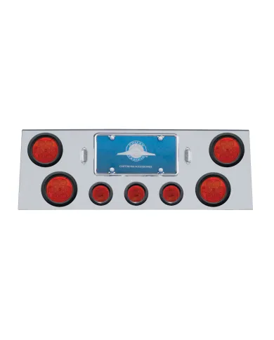 UP34762-SS Rear Center Panel With 4X 7 LED 4" Reflector Lights & 3X 13 LED 2.5" Lights -Red LED & Lens
