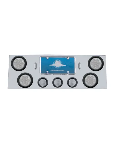 UP34763-SS Rear Center Panel With 4X 7 LED 4" Reflector Lights & 3X 13 LED 2.5" Lights -Red LED/Clear Lens
