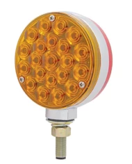 (CARD) CHROME DOUBLE FACE 21 AMBER/RED LED AUXILIARY SIGNAL LIGHT - AMBER/RED BUBBLE LENS
