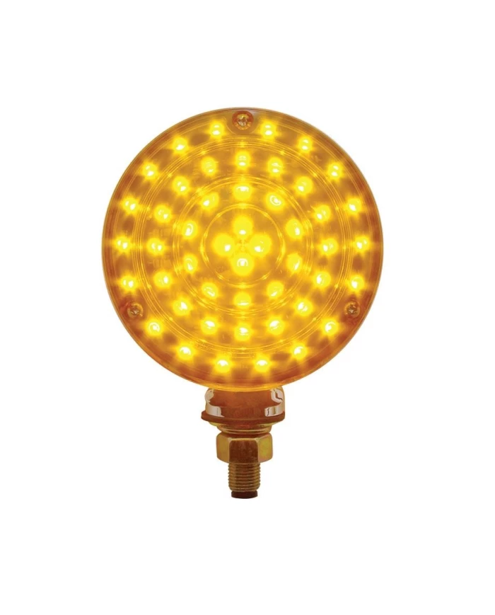 (CARD) CHROME 48 AMBER/40 RED LED DOUBLE FACE TRANSPARENT TURN SIGNAL LIGHT - AMBER/RED LENS