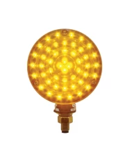 (CARD) CHROME 48 AMBER/40 RED LED DOUBLE FACE TRANSPARENT TURN SIGNAL LIGHT - AMBER/RED LENS