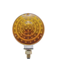 (CARD) CHROME 48 AMBER/40 RED LED DOUBLE FACE TRANSPARENT TURN SIGNAL LIGHT - AMBER/RED LENS
