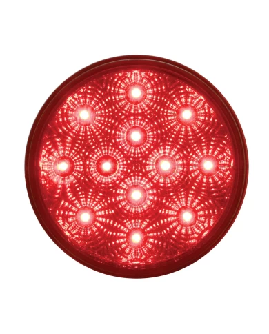 (CARD) 12 RED LED 4" ROUND S/T/T LIGHT W/ CHROME REFLECTOR - RED LENS (CARD) 12 RED LED 4" ROUND S/T/T LIGHT W/ CHROME REFLECTOR - RED LENS